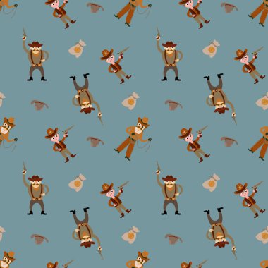 Kovboylarda kusursuz desen. Kumaş, tekstil, duvar kağıdı, ambalaj için tasarım.