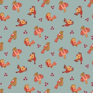 Efsanevi kuşların kusursuz deseni. Kumaş, tekstil, duvar kağıdı, ambalaj için tasarım