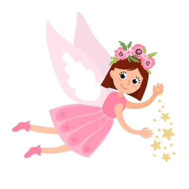 Beyaz izole bir arka planda sevimli, güzel bir peri.