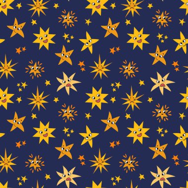 Yıldızlı kusursuz desen. Kumaş, tekstil, duvar kağıdı, ambalaj için tasarım