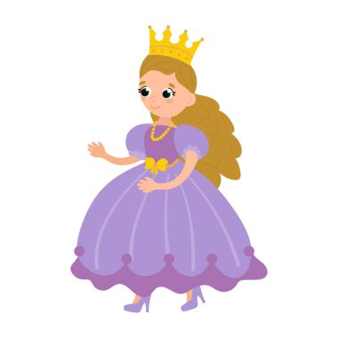 Güzel el çizimi prenses. Beyaz arkaplan, izole et