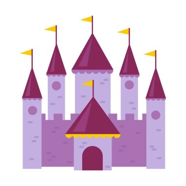 İzole edilmiş beyaz bir arka planda peri masalı kalesi