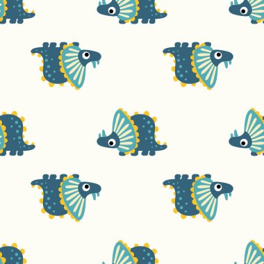 Şirin Dinozor Deseni Çizimi. Çocuk odası dekorasyonu için tasarım