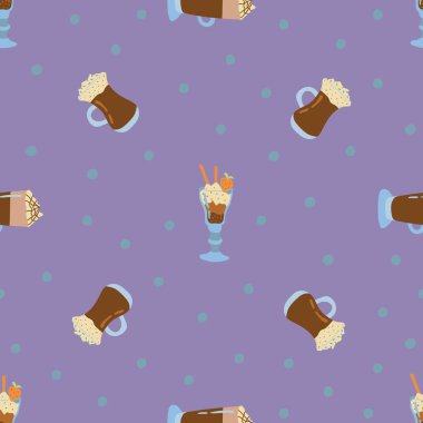 Kahve ve Tatlı İçecekler Kusursuz Şekil. Kumaş, tekstil, duvar kağıdı, ambalaj için tasarım