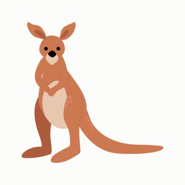 Çizgi film kangurusu tasviri. Beyaz arkaplan, izole et