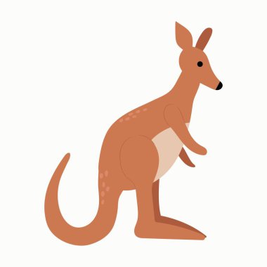 Ayakta Duran Kanguru 'nun tasviri. Beyaz arkaplan, izole et