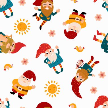 Şirin Çizgi Cüceler Kusursuz Desen. Kumaş, tekstil, duvar kağıdı, ambalaj için tasarım