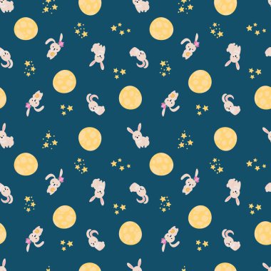 Ay ve Tavşanlarla Sonbahar Ortası Şenliği. Tasarımınız için sonsuz dokular
