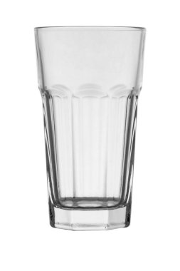 New clean empty high glass isolated on white background, one, glas, close-up
