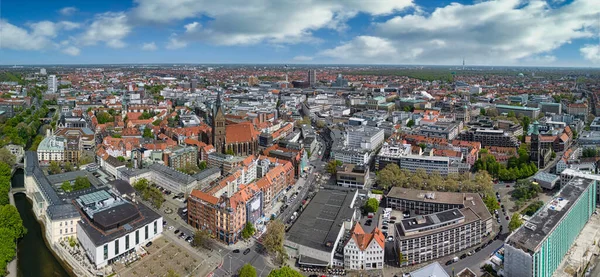 Panorámás Kilátás Hannoverre Németországra Madártávlat Városra — Stock Fotó