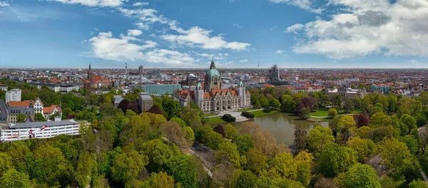 Aerial View Historic New Town Hall Hanover City Centre Background — Stock Fotó