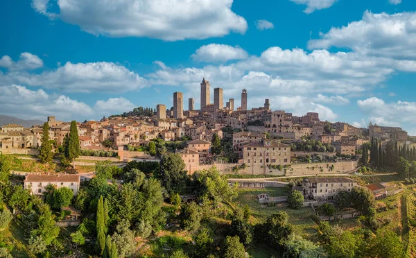 San Gimignano Egy Kis Falú Középkori Hegyi Város Siena Tartományban Stock Fotó