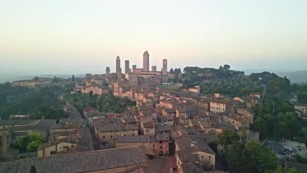 Vista Aérea Famosa Ciudad Medieval San Gimignano Con Sus Torres — Vídeos de Stock