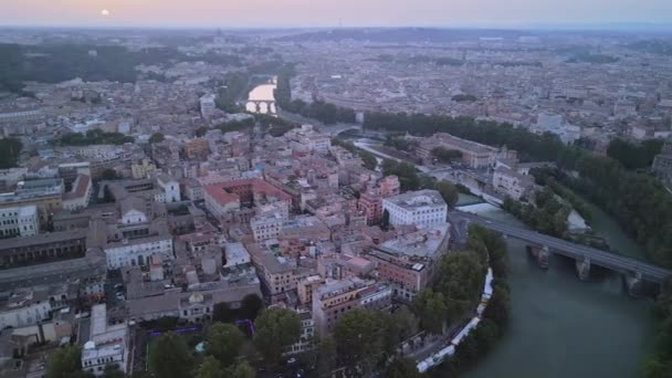 Veduta Aerea Del Centro Roma Italia Sera Filmati Alta Qualità — Video Stock