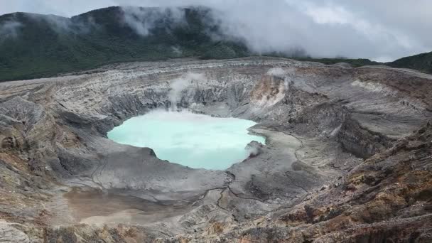 Letecký Pohled Hlavní Aktivní Kráter Sopky Poas Alajuele Kostarice — Stock video