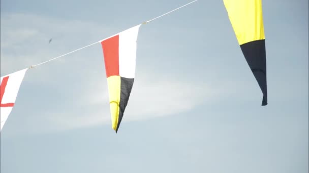 在风向片段中飘扬的海旗 — 图库视频影像