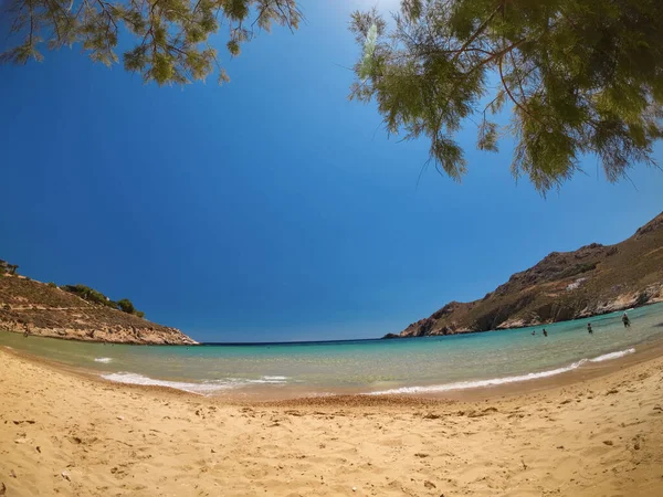 Isla Serifos Grecia 2022 Playa Psili Ammos Con Agua Turquesa — Foto de Stock