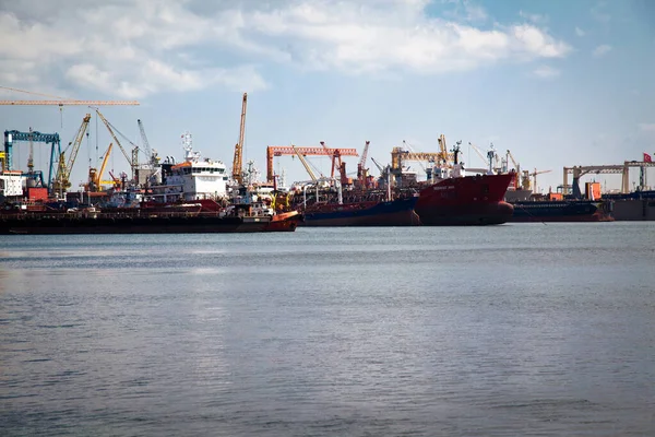 Turquía Estambul Astillero Tuzla Visión General Construcción Naval Industria Agosto —  Fotos de Stock