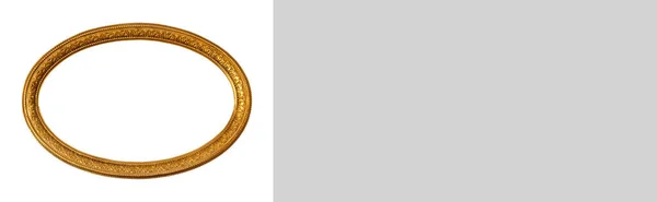 Ovale Vuoto Trasparente Legno Oro Dorato Cornice Ornamentale Isolato Sfondo — Foto Stock