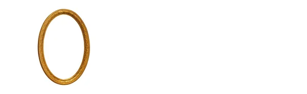 Овал Порожніми Прозорими Дерев Яними Золотими Прикрасами Ізольованими Білому Фоні — стокове фото
