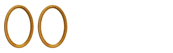 Ovaler Leerer Transparenter Holz Und Goldschmuckrahmen Isoliert Auf Weißem Hintergrund — Stockfoto