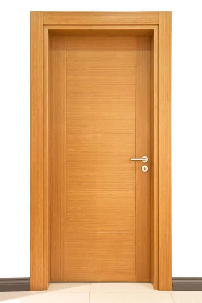 Moderne Braune Walnuss Eingangstür Aus Holz Haus Oder Büro Isolierter — Stockfoto