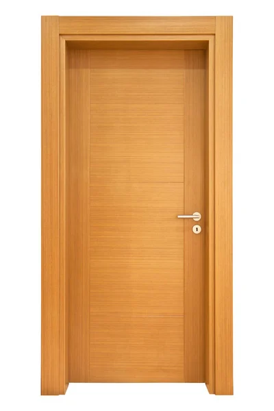 现代棕色核桃前门木门在房子或办公室内部 孤立透明的背景 — 图库照片