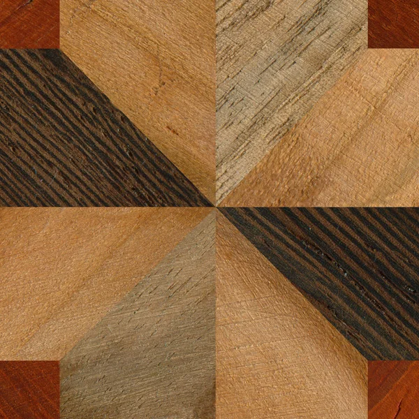 木制镶嵌 由不同的木材 木地板 切割板的组合制成的图案 在透明的背景下隔离 — 图库照片