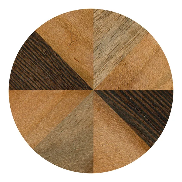 木制镶嵌 由不同的圆木 木地板 切割板组合制成的图案 在透明的背景下隔离 — 图库照片