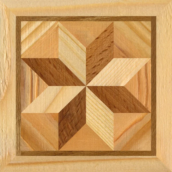 木制镶嵌 由不同的木松木角梁 木地板 刨花板组合而成的图案 — 图库照片