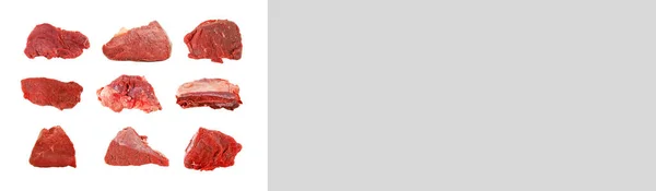 Saubere Sehr Frische Rote Rohe Rindfleisch Rindfleisch Banner Attrappe Poster — Stockfoto