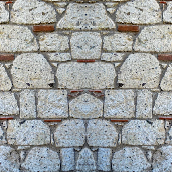 Stevige Witte Beige Geslepen Stenen Muur Goed Voor Achtergronden Naadloos — Stockfoto