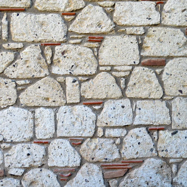 Robusto Muro Pietra Bianca Beige Adatto Sfondi Perfettamente Allineato — Foto Stock