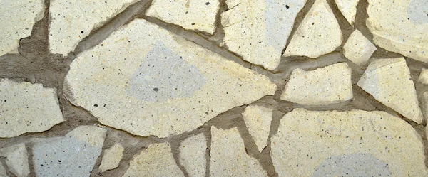 Parede Pedra Cortada Branca Bege Resistente Boa Para Fundos Sem — Fotografia de Stock