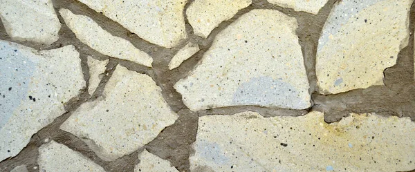 Putih Kekar Dan Beige Memotong Dinding Batu Baik Untuk Latar — Stok Foto