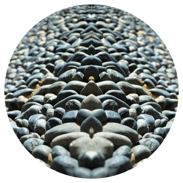 Wall Texture Decorated Blue Pebbles Pebbles Glued Wall Background Pebble — Stock Photo, Image