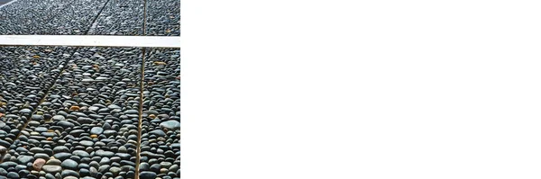 Настенная Фактура Украшенная Голубой Галькой Галька Приклеенная Стене Текстура Стены — стоковое фото