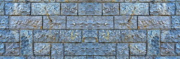 Pevné Modré Šedé Řezané Kamenné Zdi Dobré Pro Pozadí Hladké — Stock fotografie