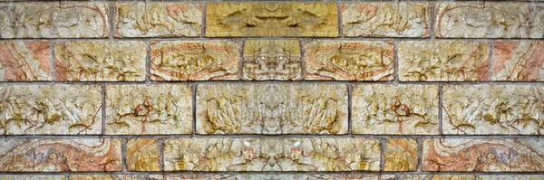 Robuste Gelb Und Beige Geschliffene Steinmauer Gut Für Hintergründe Nahtlos — Stockfoto