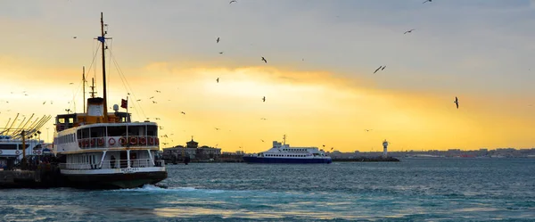 Transporte Ferry Cruceros Blancos Transporte Pasajeros Símbolo Istanbul Marzo 2019 —  Fotos de Stock