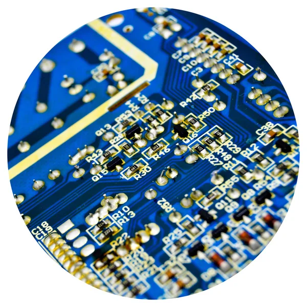 High Tech Electronic Circuit Board Isolated White Background — Stock Photo, Image