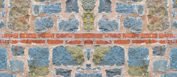 Ανθεκτικό Μπλε Και Γκρι Κομμένο Πέτρινο Τοίχο Από Τούβλα Καλό — Φωτογραφία Αρχείου