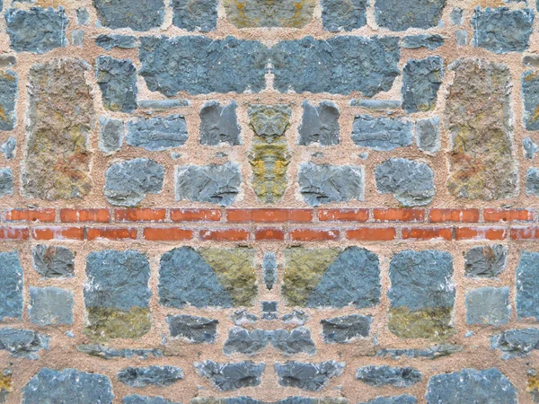 Robuste Blaue Und Graue Steinmauer Gut Für Hintergründe Nahtlos Aneinander — Stockfoto