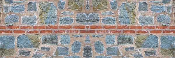 Ανθεκτικό Μπλε Και Γκρι Κομμένο Πέτρινο Τοίχο Από Τούβλα Καλό — Φωτογραφία Αρχείου