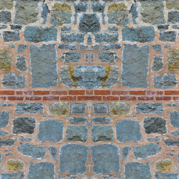 坚固的蓝灰相间的石墙 适合背景 无缝排列 — 图库照片
