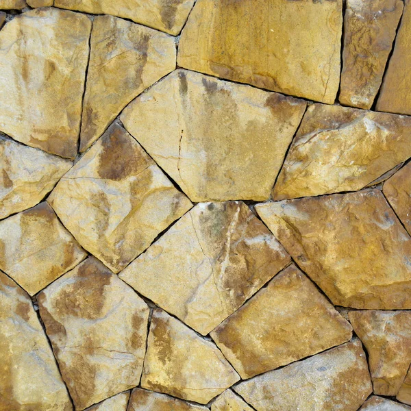 Sturdy Yellow Beige Cut Stone Wall Good Backgrounds Seamless Lined — Stock Photo, Image