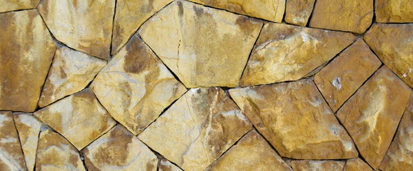 Sturdy Yellow Beige Cut Stone Wall Good Backgrounds Seamless Lined — Stock Photo, Image