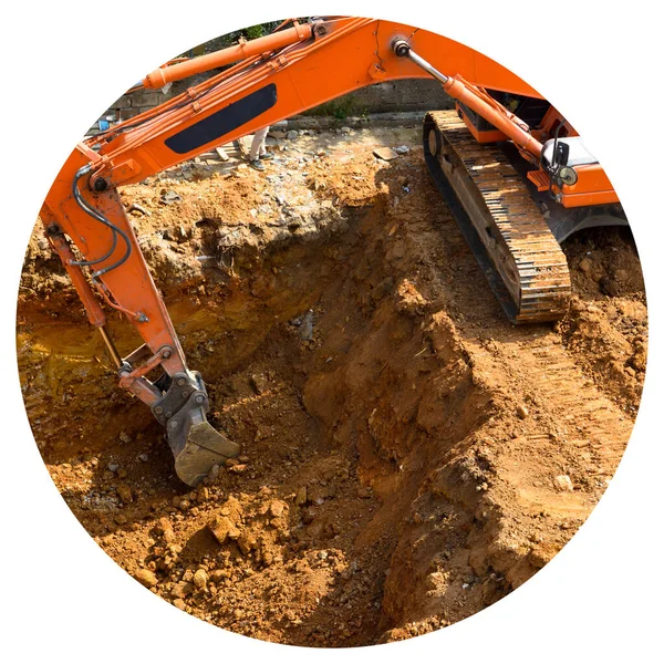 Excavadora Continúa Trabajando Sitio Construcción Sitio Excavación Excavadora —  Fotos de Stock