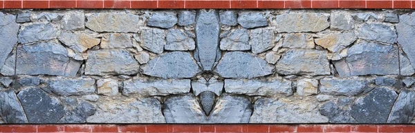 Robuster Blauer Und Grauer Stein Und Rote Ziegelmauer Gut Für — Stockfoto