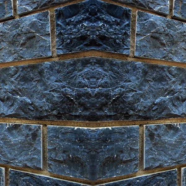 Ανθεκτικό Μπλε Και Γκρι Κομμένο Πέτρινο Τοίχο Καλό Για Υπόβαθρα — Φωτογραφία Αρχείου
